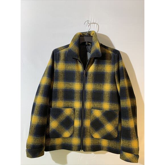 ASOS DESIGN Plus wool mix zip through jacket in yellow and blue check NEW XS - Picture 1 of 9